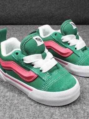 Vans KNU Skool Elastic Lace Infant Toddler Shoes Size 5, Color Green Pink